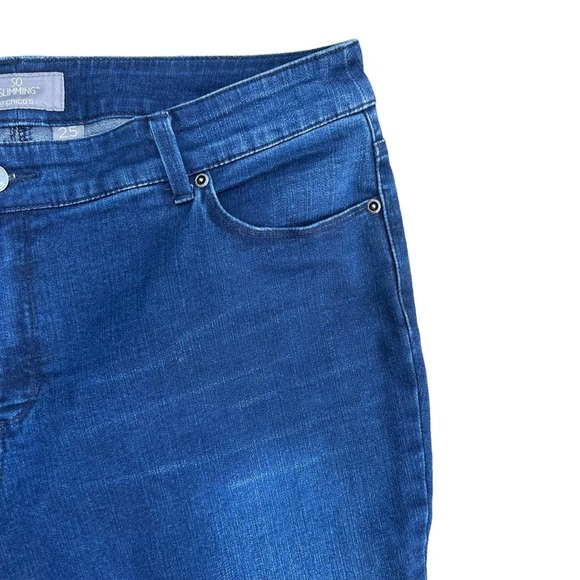 Chicos So Slimming Jeans Womens High Rise Stretch Dark Wash Short Pockets 14 - Picture 3 of 12